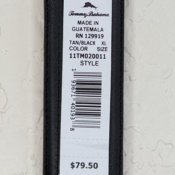 Tommy Bahama* Men's Reversible‎ Tan/Black Coated Leather Belt~ Size XL (42"-44") - Picture 3 of 10